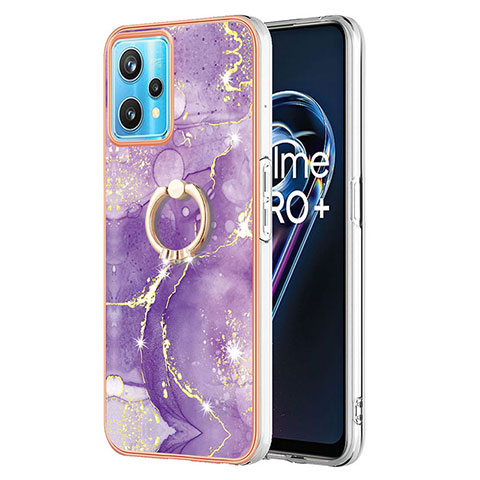 Funda Silicona Gel Goma Patron de Moda Carcasa con Anillo de dedo Soporte Y05B para Realme 9 4G Morado