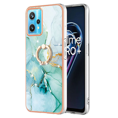 Funda Silicona Gel Goma Patron de Moda Carcasa con Anillo de dedo Soporte Y05B para Realme 9 Pro 5G Verde