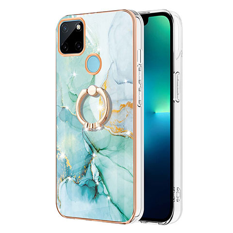 Funda Silicona Gel Goma Patron de Moda Carcasa con Anillo de dedo Soporte Y05B para Realme C25Y India Verde