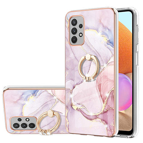 Funda Silicona Gel Goma Patron de Moda Carcasa con Anillo de dedo Soporte Y05B para Samsung Galaxy A32 5G Rosa