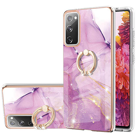 Funda Silicona Gel Goma Patron de Moda Carcasa con Anillo de dedo Soporte Y05B para Samsung Galaxy S20 FE 4G Purpura Claro