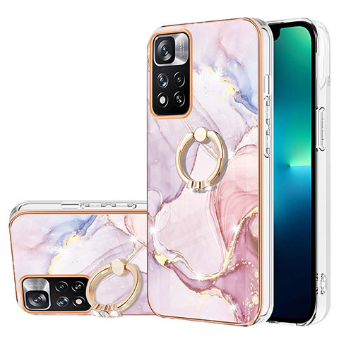 Funda Silicona Gel Goma Patron de Moda Carcasa con Anillo de dedo Soporte Y05B para Xiaomi Mi 11i 5G (2022) Rosa