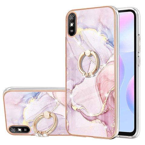 Funda Silicona Gel Goma Patron de Moda Carcasa con Anillo de dedo Soporte Y05B para Xiaomi Redmi 9A Rosa