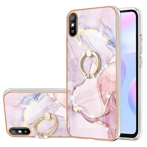 Funda Silicona Gel Goma Patron de Moda Carcasa con Anillo de dedo Soporte Y05B para Xiaomi Redmi 9i Rosa