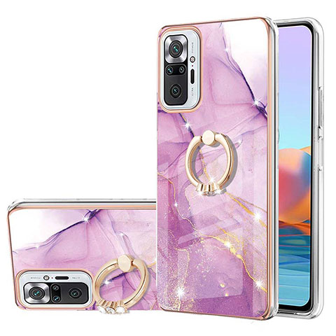 Funda Silicona Gel Goma Patron de Moda Carcasa con Anillo de dedo Soporte Y05B para Xiaomi Redmi Note 10 Pro 4G Purpura Claro