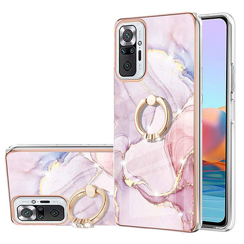 Funda Silicona Gel Goma Patron de Moda Carcasa con Anillo de dedo Soporte Y05B para Xiaomi Redmi Note 10 Pro 4G Rosa