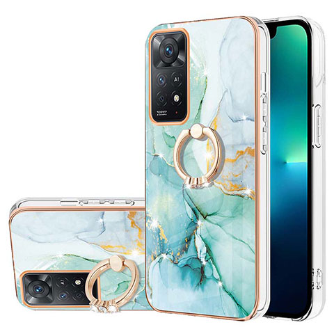 Funda Silicona Gel Goma Patron de Moda Carcasa con Anillo de dedo Soporte Y05B para Xiaomi Redmi Note 11 4G (2022) Verde