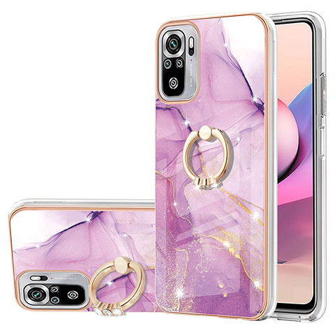 Funda Silicona Gel Goma Patron de Moda Carcasa con Anillo de dedo Soporte Y05B para Xiaomi Redmi Note 11 SE India 4G Purpura Claro