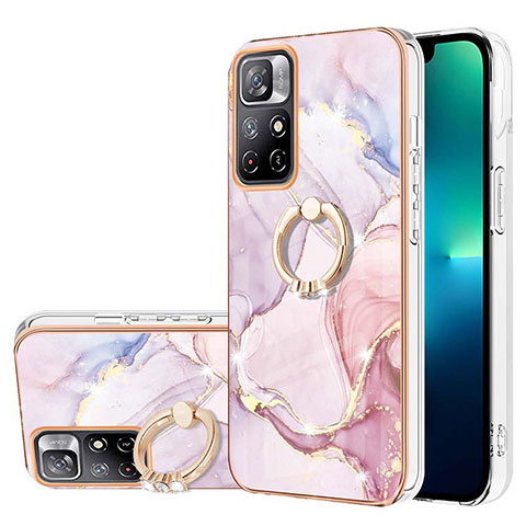 Funda Silicona Gel Goma Patron de Moda Carcasa con Anillo de dedo Soporte Y05B para Xiaomi Redmi Note 11S 5G Rosa