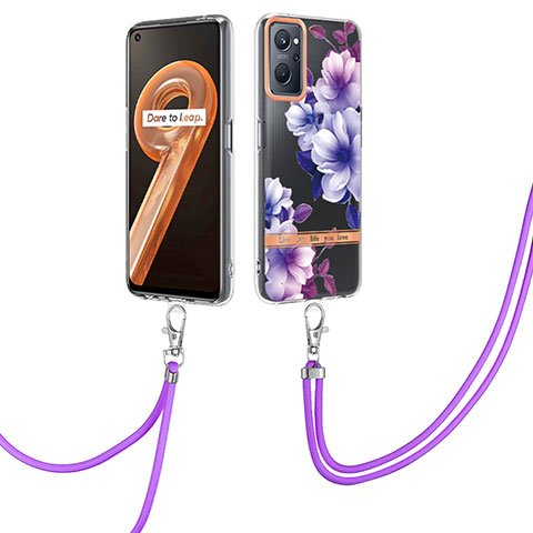 Funda Silicona Gel Goma Patron de Moda Carcasa con Anillo de dedo Soporte Y06B para Oppo K10 4G Morado