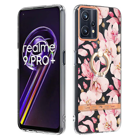 Funda Silicona Gel Goma Patron de Moda Carcasa con Anillo de dedo Soporte Y06B para Realme 9 Pro+ Plus 5G Rosa