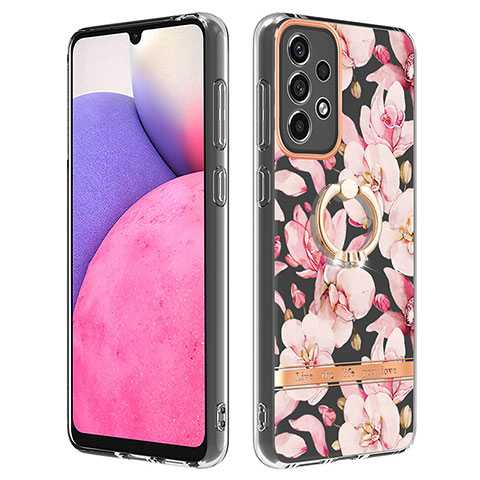 Funda Silicona Gel Goma Patron de Moda Carcasa con Anillo de dedo Soporte Y06B para Samsung Galaxy A33 5G Rosa