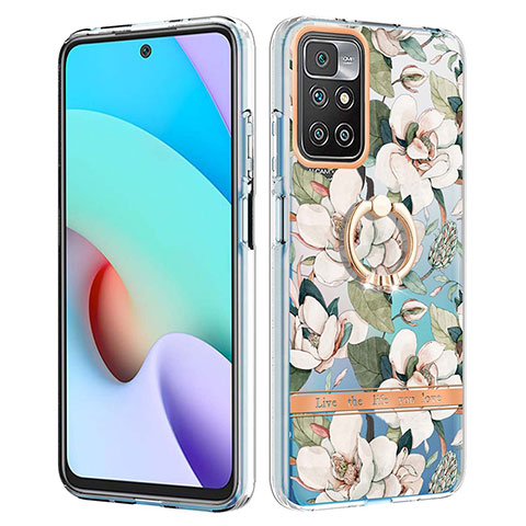 Funda Silicona Gel Goma Patron de Moda Carcasa con Anillo de dedo Soporte Y06B para Xiaomi Redmi Note 11 4G (2021) Blanco