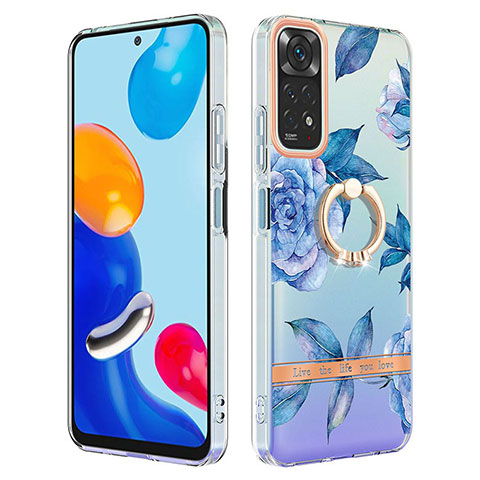 Funda Silicona Gel Goma Patron de Moda Carcasa con Anillo de dedo Soporte Y06B para Xiaomi Redmi Note 11 4G (2022) Azul