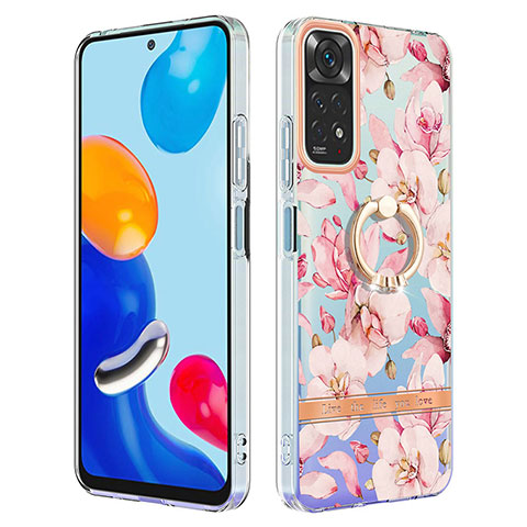 Funda Silicona Gel Goma Patron de Moda Carcasa con Anillo de dedo Soporte Y06B para Xiaomi Redmi Note 11S 4G Rosa