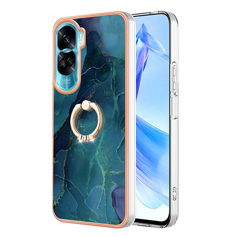 Funda Silicona Gel Goma Patron de Moda Carcasa con Anillo de dedo Soporte YB1 para Huawei Honor 90 Lite 5G Verde