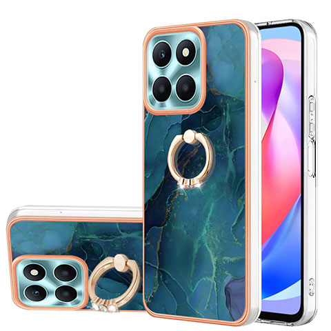 Funda Silicona Gel Goma Patron de Moda Carcasa con Anillo de dedo Soporte YB1 para Huawei Honor X6a Verde