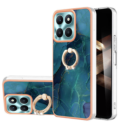 Funda Silicona Gel Goma Patron de Moda Carcasa con Anillo de dedo Soporte YB1 para Huawei Honor X8b Verde