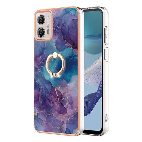 Funda Silicona Gel Goma Patron de Moda Carcasa con Anillo de dedo Soporte YB1 para Motorola Moto G53 5G Morado