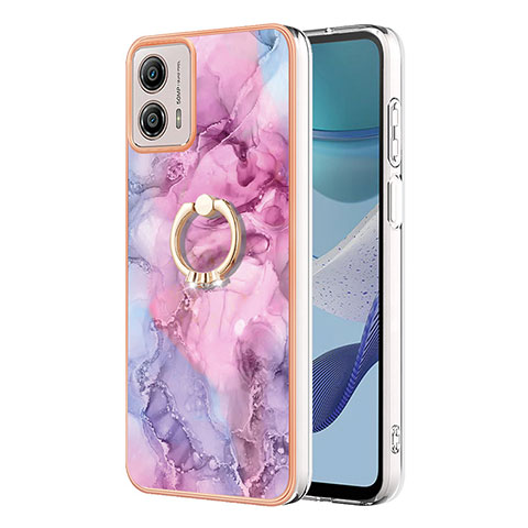 Funda Silicona Gel Goma Patron de Moda Carcasa con Anillo de dedo Soporte YB1 para Motorola Moto G53y 5G Purpura Claro