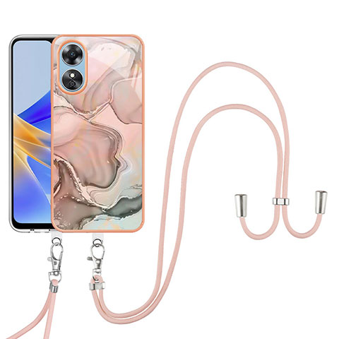 Funda Silicona Gel Goma Patron de Moda Carcasa con Anillo de dedo Soporte YB1 para Oppo A17 Multicolor