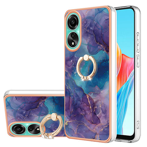 Funda Silicona Gel Goma Patron de Moda Carcasa con Anillo de dedo Soporte YB1 para Oppo A78 4G Morado