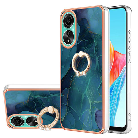 Funda Silicona Gel Goma Patron de Moda Carcasa con Anillo de dedo Soporte YB1 para Oppo A78 4G Verde