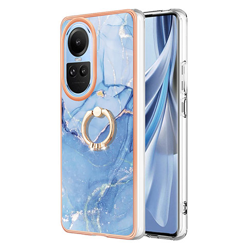 Funda Silicona Gel Goma Patron de Moda Carcasa con Anillo de dedo Soporte YB1 para Oppo Reno10 5G Azul