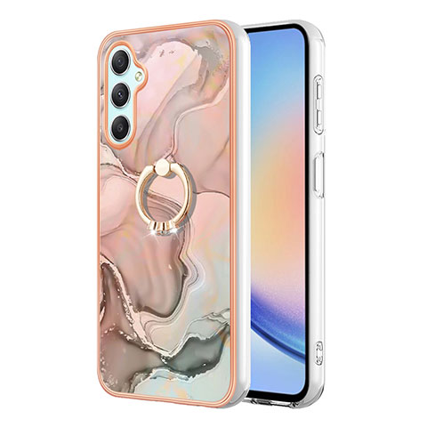 Funda Silicona Gel Goma Patron de Moda Carcasa con Anillo de dedo Soporte YB1 para Samsung Galaxy A24 4G Rosa