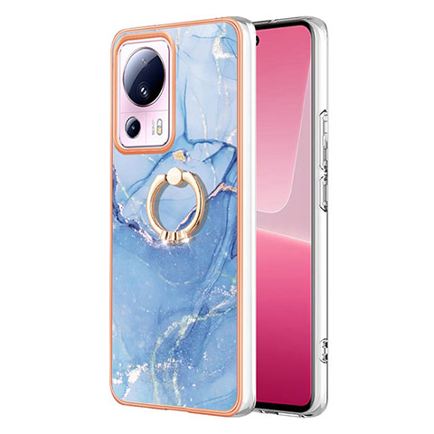 Funda Silicona Gel Goma Patron de Moda Carcasa con Anillo de dedo Soporte YB1 para Xiaomi Civi 2 5G Azul