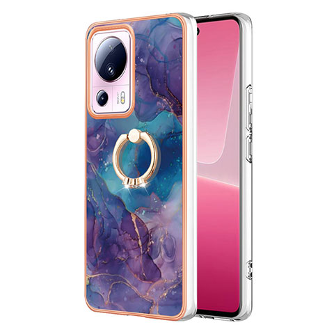 Funda Silicona Gel Goma Patron de Moda Carcasa con Anillo de dedo Soporte YB1 para Xiaomi Civi 2 5G Morado