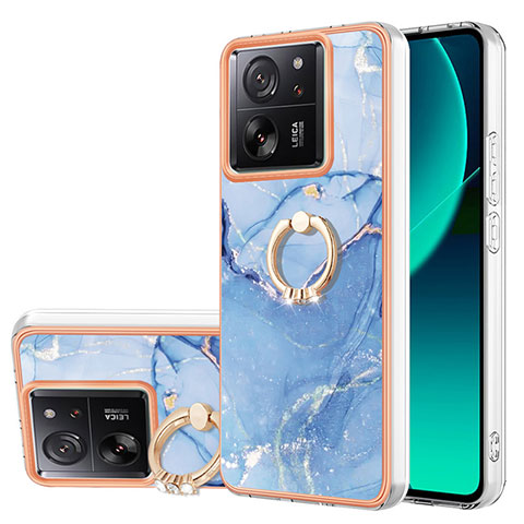 Funda Silicona Gel Goma Patron de Moda Carcasa con Anillo de dedo Soporte YB1 para Xiaomi Mi 13T 5G Azul