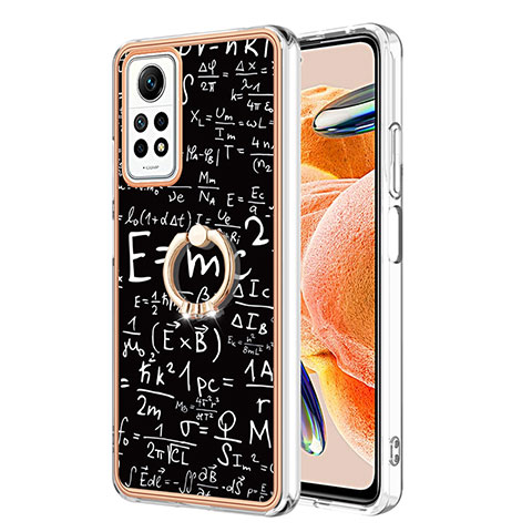 Funda Silicona Gel Goma Patron de Moda Carcasa con Anillo de dedo Soporte YB1 para Xiaomi Redmi Note 11 Pro 4G Negro