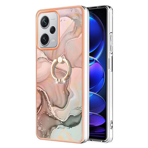 Funda Silicona Gel Goma Patron de Moda Carcasa con Anillo de dedo Soporte YB1 para Xiaomi Redmi Note 12 Explorer Rosa