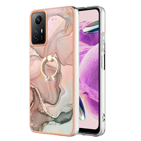 Funda Silicona Gel Goma Patron de Moda Carcasa con Anillo de dedo Soporte YB1 para Xiaomi Redmi Note 12S Rosa