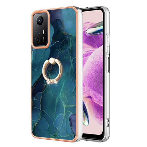 Funda Silicona Gel Goma Patron de Moda Carcasa con Anillo de dedo Soporte YB1 para Xiaomi Redmi Note 12S Verde