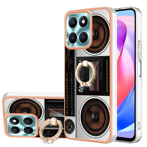 Funda Silicona Gel Goma Patron de Moda Carcasa con Anillo de dedo Soporte YB2 para Huawei Honor X6a Vistoso