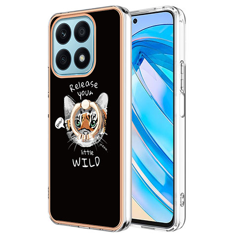 Funda Silicona Gel Goma Patron de Moda Carcasa con Anillo de dedo Soporte YB2 para Huawei Honor X8a 4G Multicolor