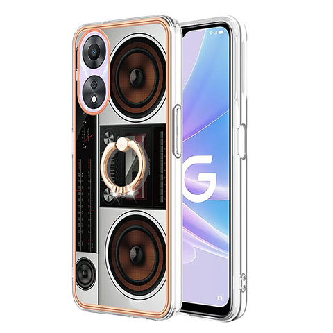 Funda Silicona Gel Goma Patron de Moda Carcasa con Anillo de dedo Soporte YB2 para Oppo A58 5G Vistoso