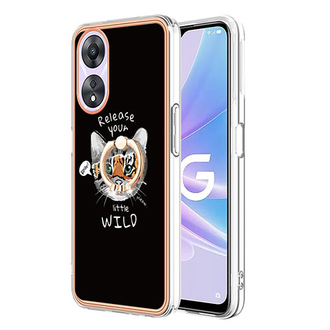 Funda Silicona Gel Goma Patron de Moda Carcasa con Anillo de dedo Soporte YB2 para Oppo A78 5G Multicolor