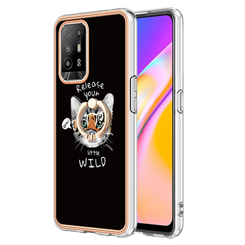 Funda Silicona Gel Goma Patron de Moda Carcasa con Anillo de dedo Soporte YB2 para Oppo A95 5G Multicolor