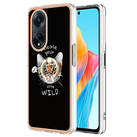 Funda Silicona Gel Goma Patron de Moda Carcasa con Anillo de dedo Soporte YB2 para Oppo A98 5G Multicolor