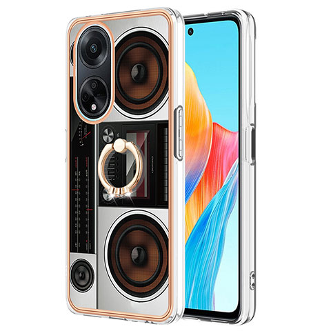 Funda Silicona Gel Goma Patron de Moda Carcasa con Anillo de dedo Soporte YB2 para Oppo A98 5G Vistoso