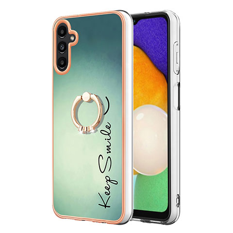 Funda Silicona Gel Goma Patron de Moda Carcasa con Anillo de dedo Soporte YB2 para Samsung Galaxy A04s Verde