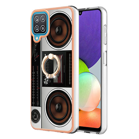 Funda Silicona Gel Goma Patron de Moda Carcasa con Anillo de dedo Soporte YB2 para Samsung Galaxy A12 5G Vistoso