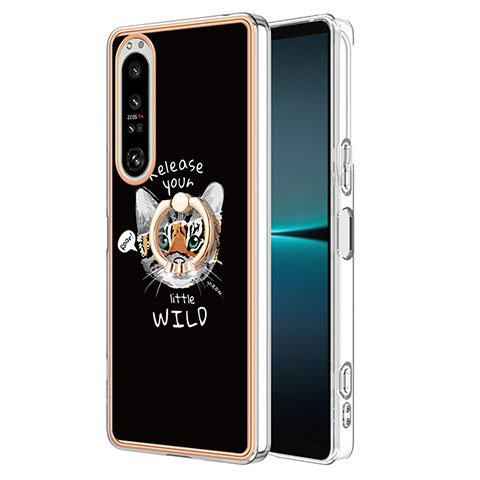 Funda Silicona Gel Goma Patron de Moda Carcasa con Anillo de dedo Soporte YB2 para Sony Xperia 1 IV Multicolor