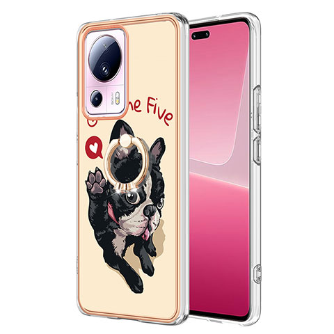 Funda Silicona Gel Goma Patron de Moda Carcasa con Anillo de dedo Soporte YB2 para Xiaomi Mi 12 Lite NE 5G Caqui