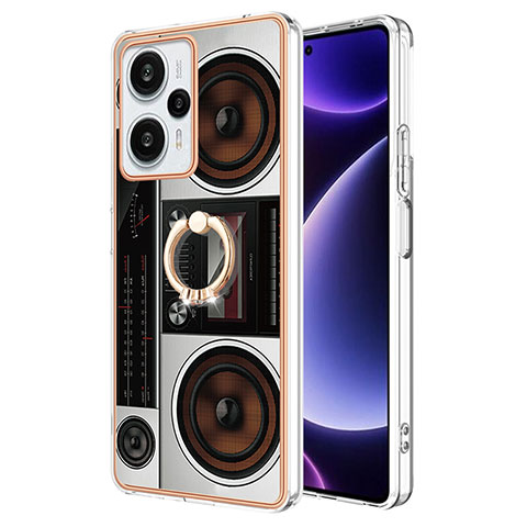 Funda Silicona Gel Goma Patron de Moda Carcasa con Anillo de dedo Soporte YB2 para Xiaomi Poco F5 5G Vistoso