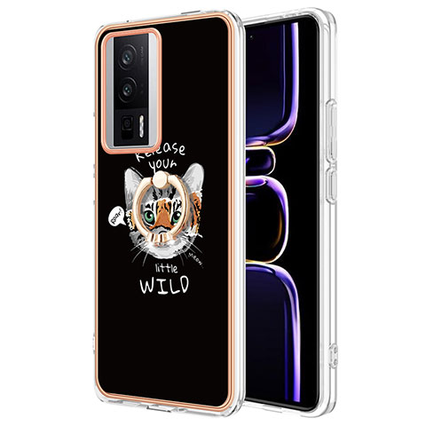 Funda Silicona Gel Goma Patron de Moda Carcasa con Anillo de dedo Soporte YB2 para Xiaomi Poco F5 Pro 5G Multicolor