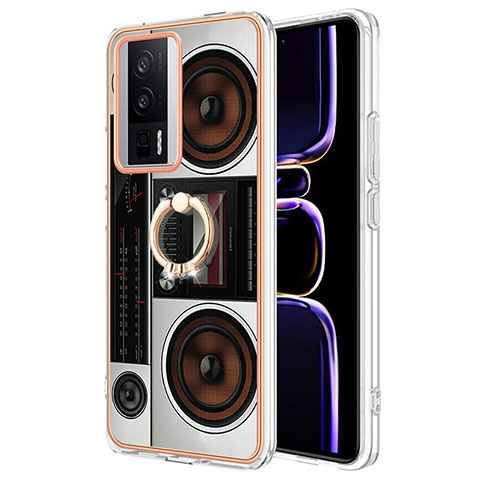 Funda Silicona Gel Goma Patron de Moda Carcasa con Anillo de dedo Soporte YB2 para Xiaomi Poco F5 Pro 5G Vistoso